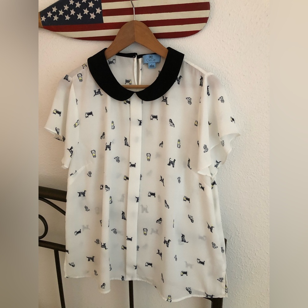 CeCe “dog” flowy top-worn once